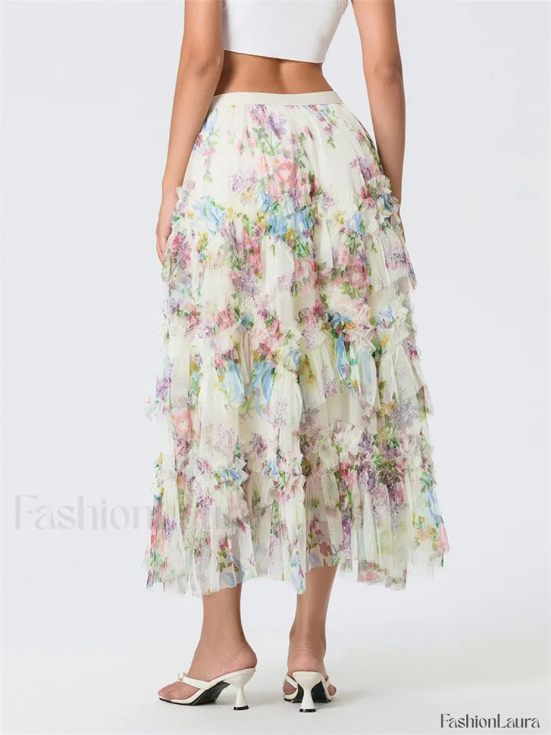 Emily & Isabella Brooks | Floral Mesh Tiered Tulle Skirt