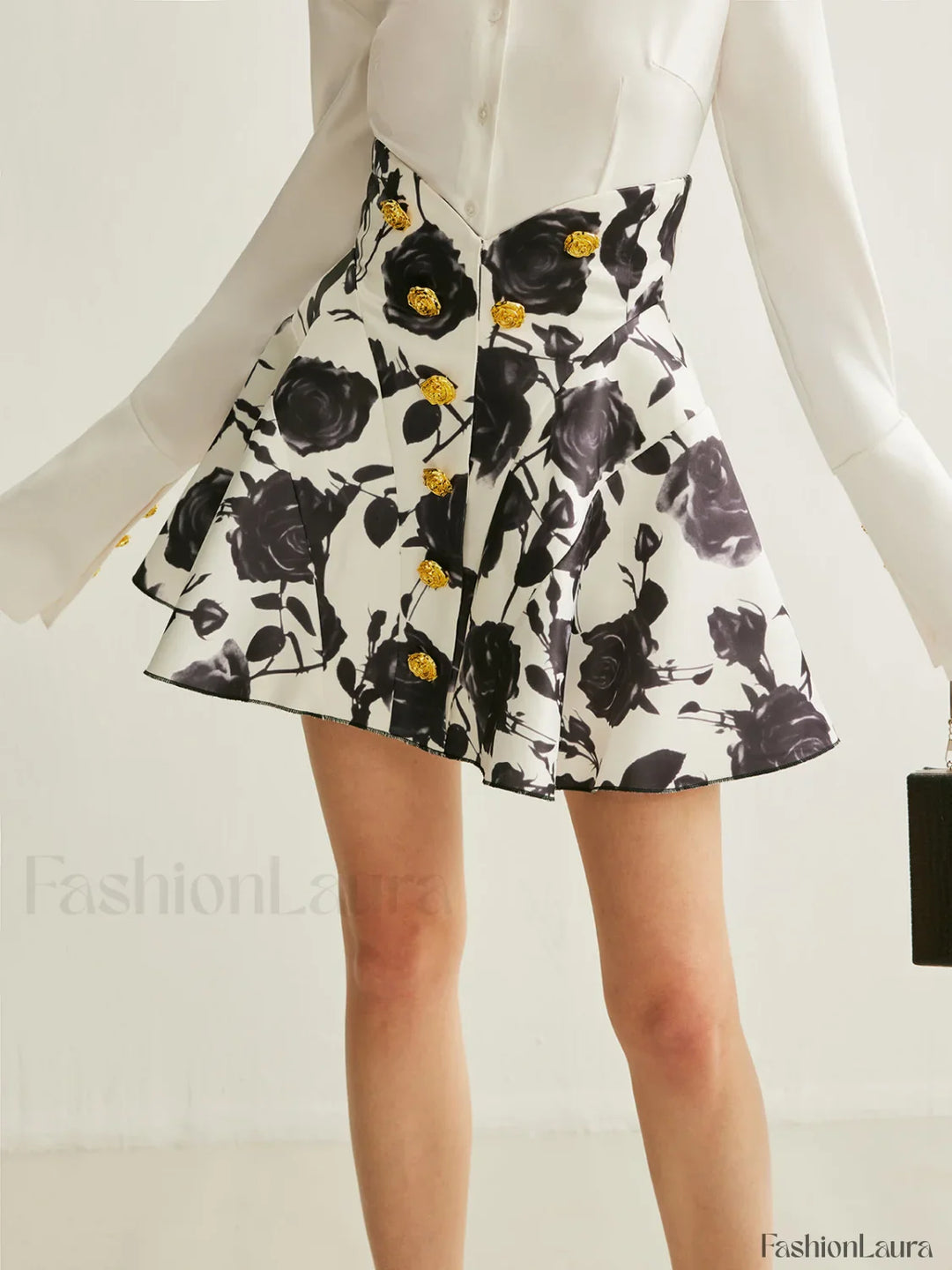 Emily & Isabella Brooks | Floral Print Skirt with Button Details
