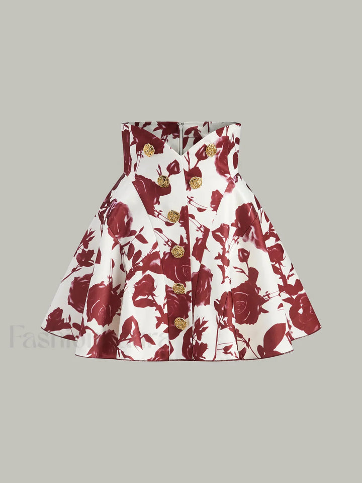 Emily & Isabella Brooks | Floral Print Skirt with Button Details