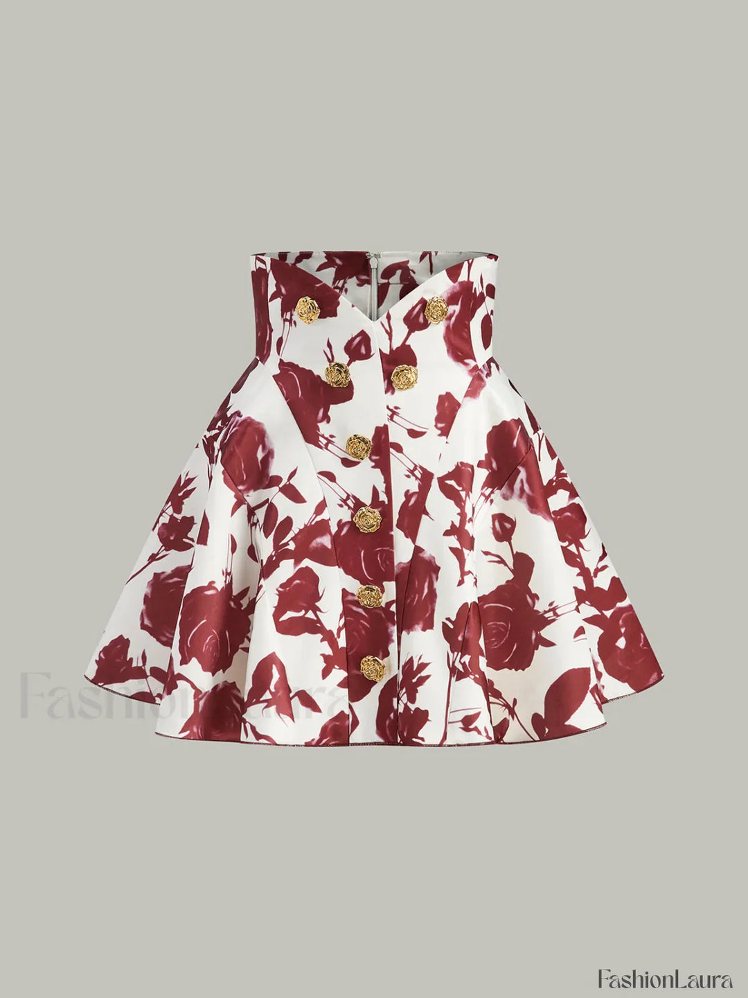Emily & Isabella Brooks | Floral Print Skirt with Button Details