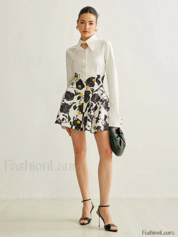 Emily & Isabella Brooks | Floral Print Skirt with Button Details
