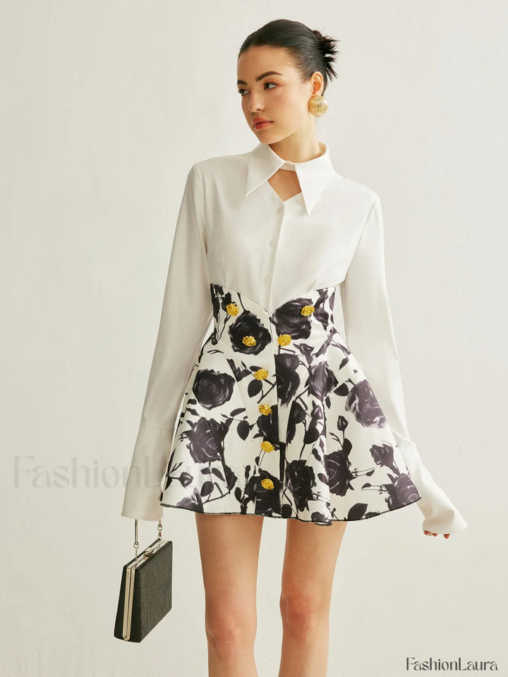 Emily & Isabella Brooks | Floral Print Skirt with Button Details