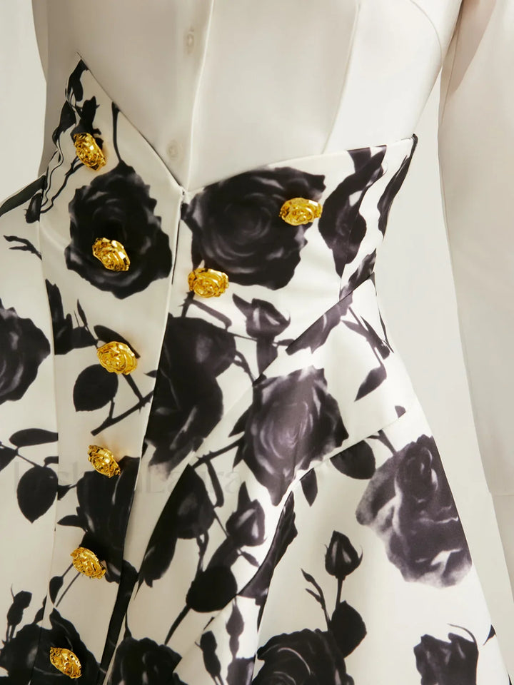 Emily & Isabella Brooks | Floral Print Skirt with Button Details