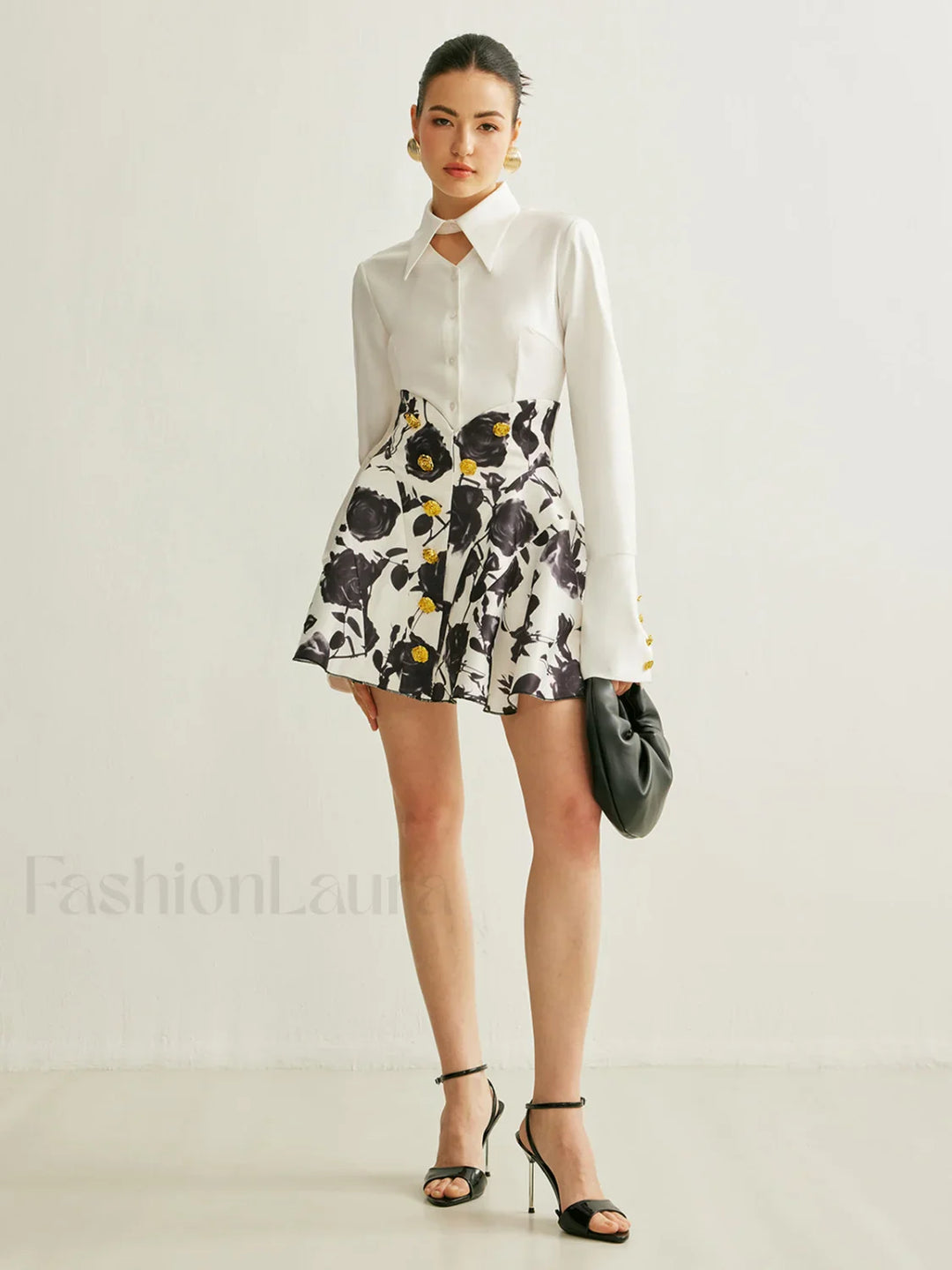 Emily & Isabella Brooks | Floral Print Skirt with Button Details