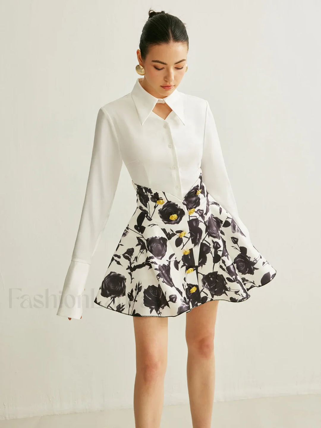 Emily & Isabella Brooks | Floral Print Skirt with Button Details