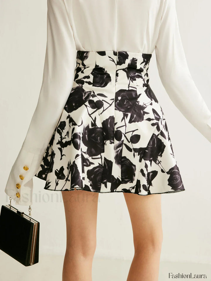 Emily & Isabella Brooks | Floral Print Skirt with Button Details