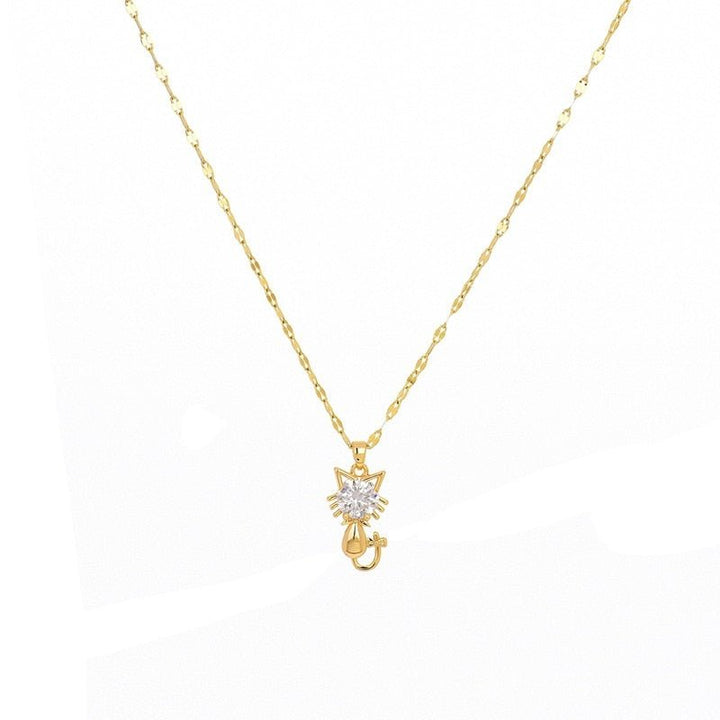 Emily & Isabella Brooks | Gold Plated Cat Necklace with Zircon
