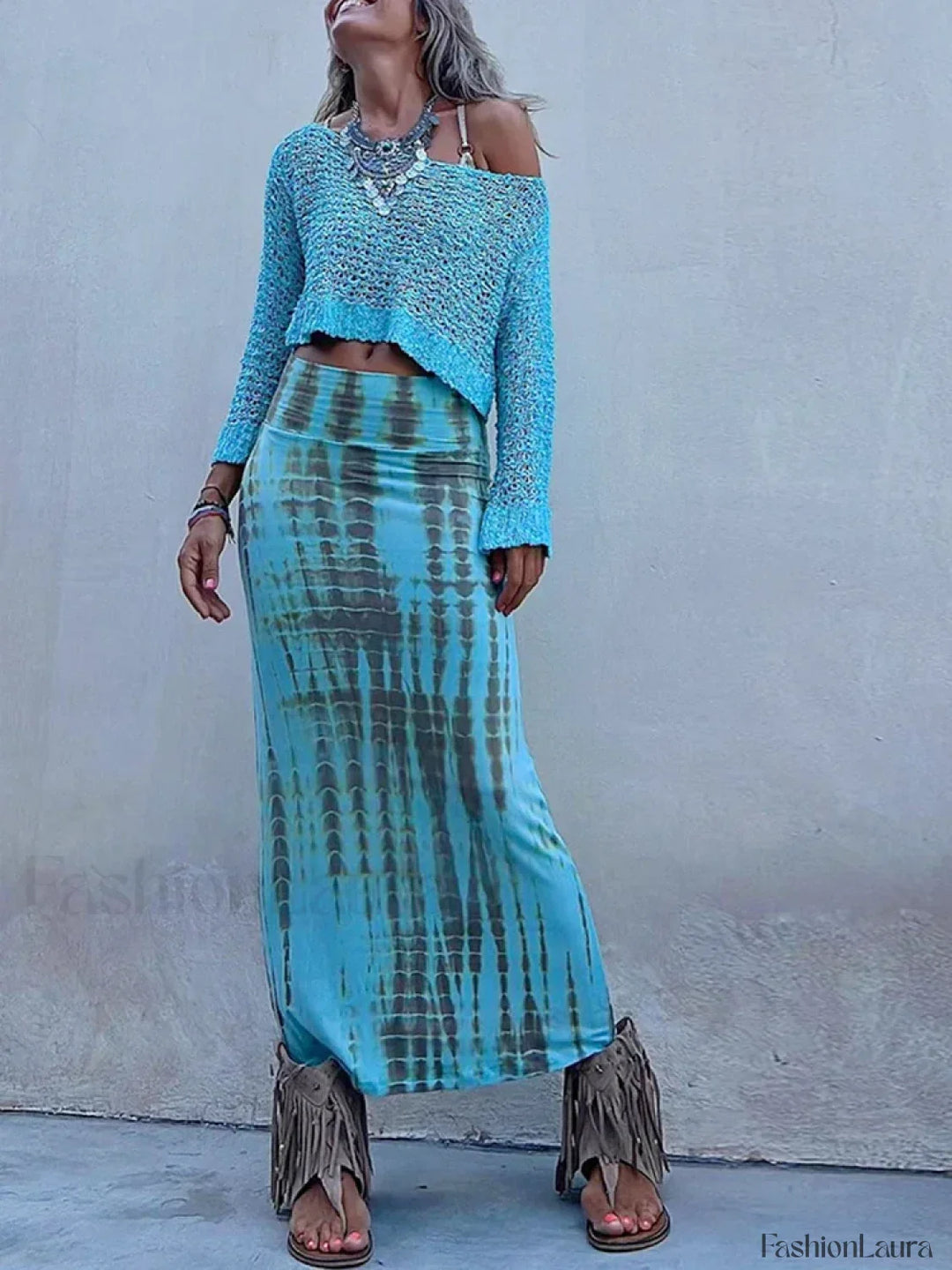 Emily & Isabella Brooks | Gothic Print Pencil Maxi Skirt