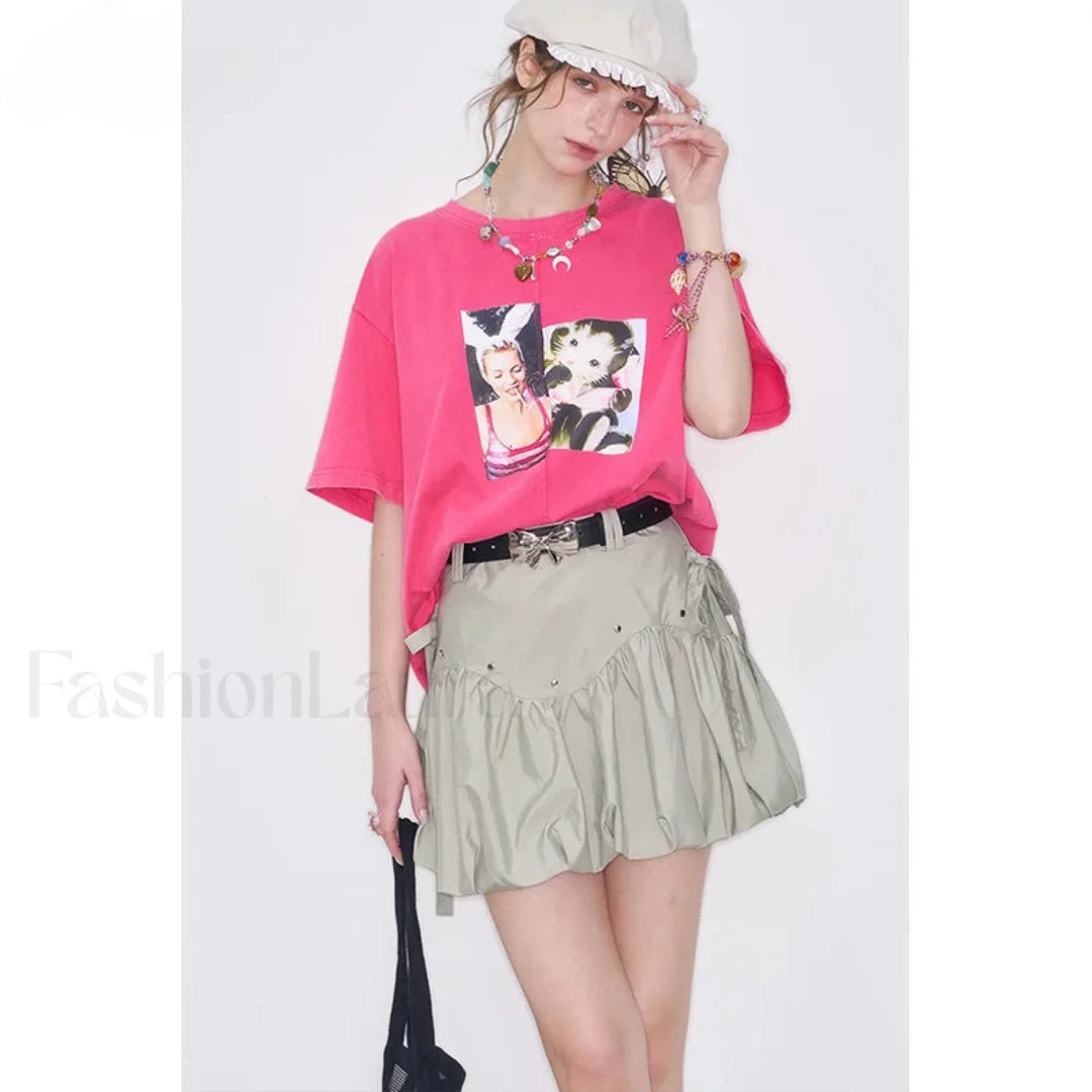 Emily & Isabella Brooks | Gray Pleated Skirt with Bowknot