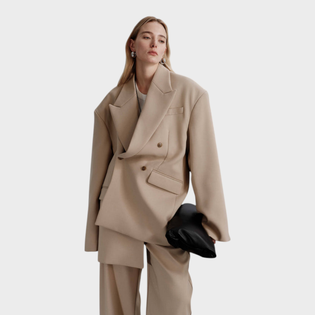 Emily & Isabella Brooks | Oversized Frame Blazer - Khaki