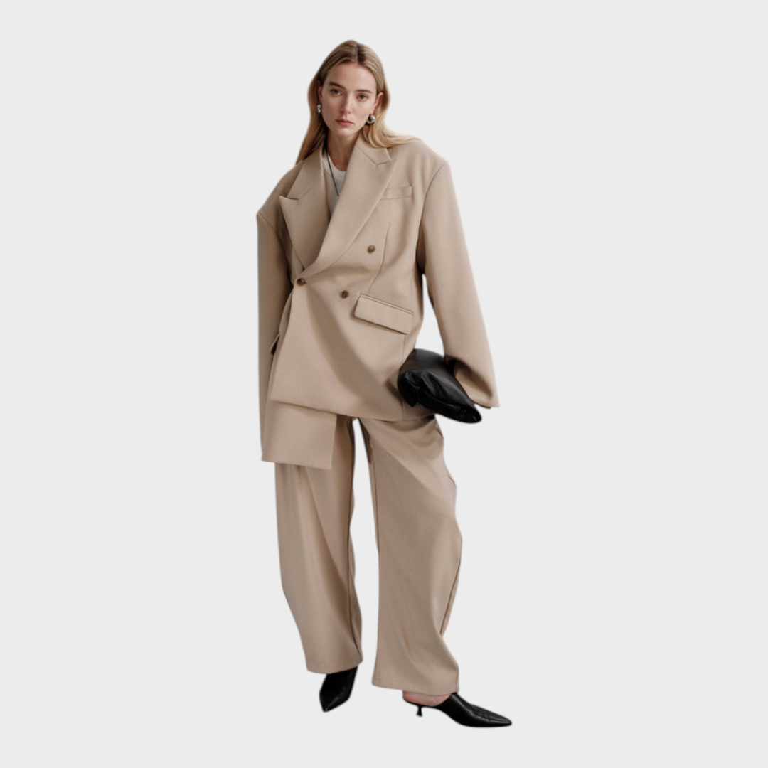 Emily & Isabella Brooks | Oversized Frame Blazer - Khaki