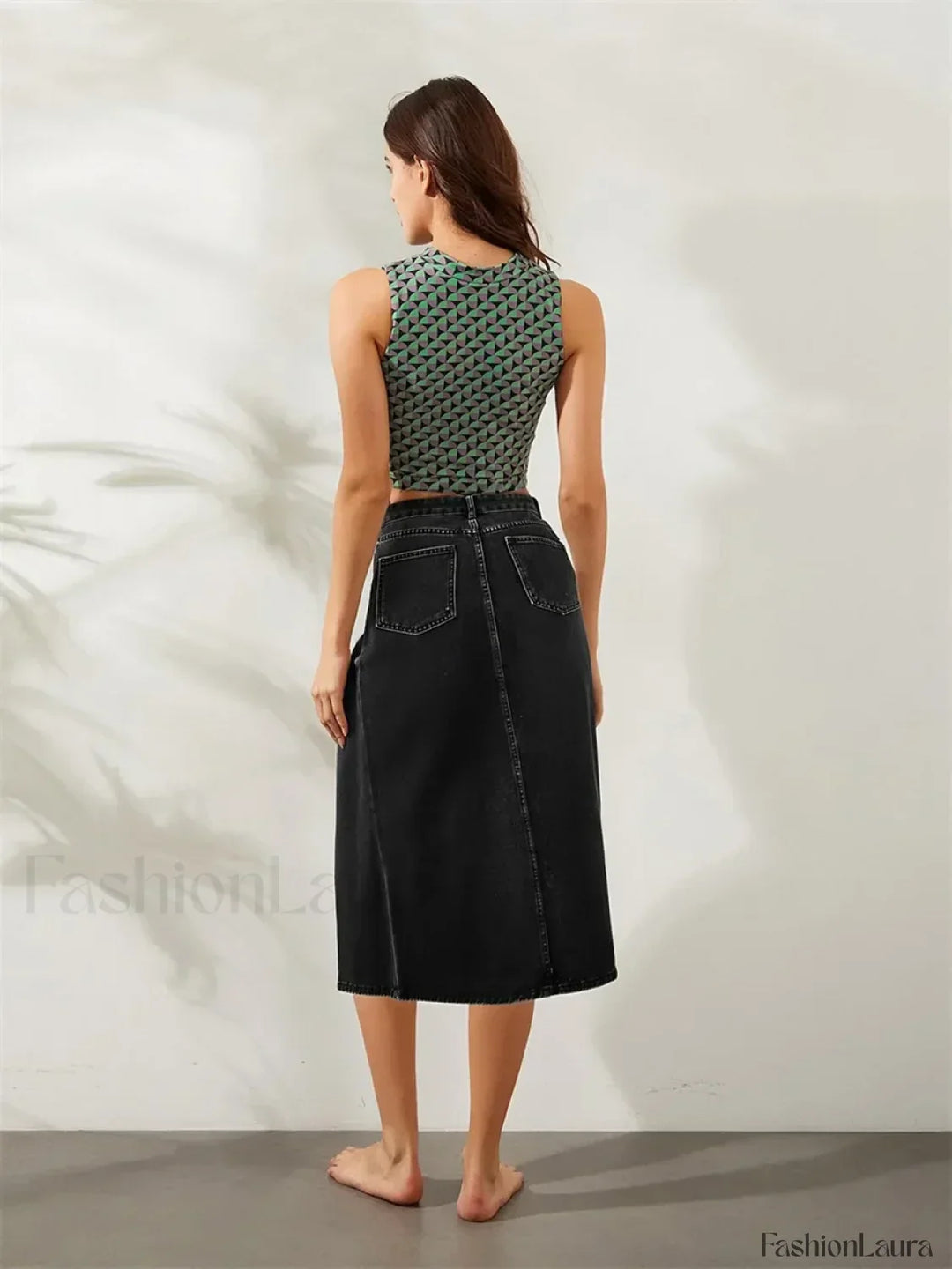 Emily & Isabella Brooks | High Split Denim Skirt