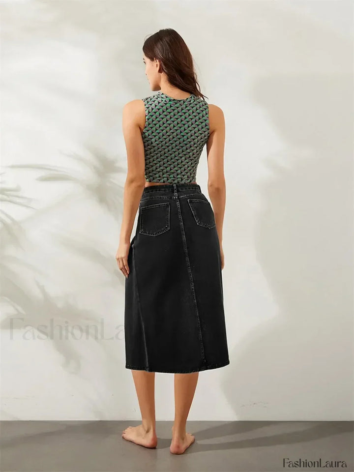 Emily & Isabella Brooks | High Split Denim Skirt