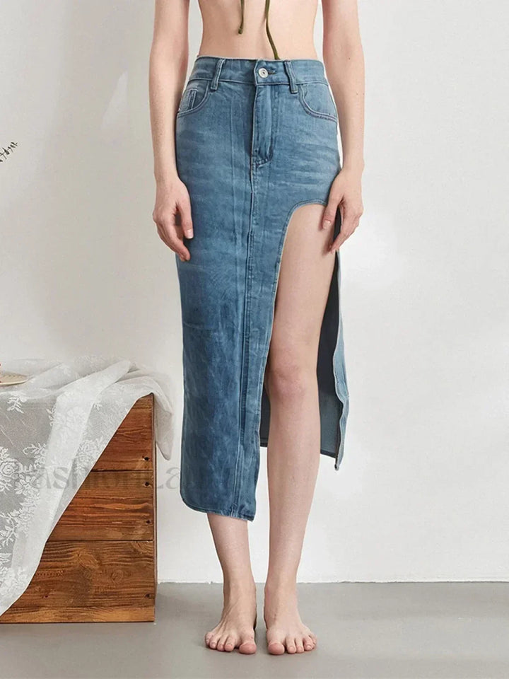 Emily & Isabella Brooks | High Split Denim Skirt