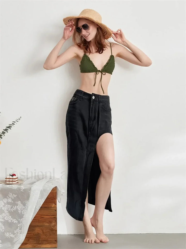 Emily & Isabella Brooks | High Split Denim Skirt
