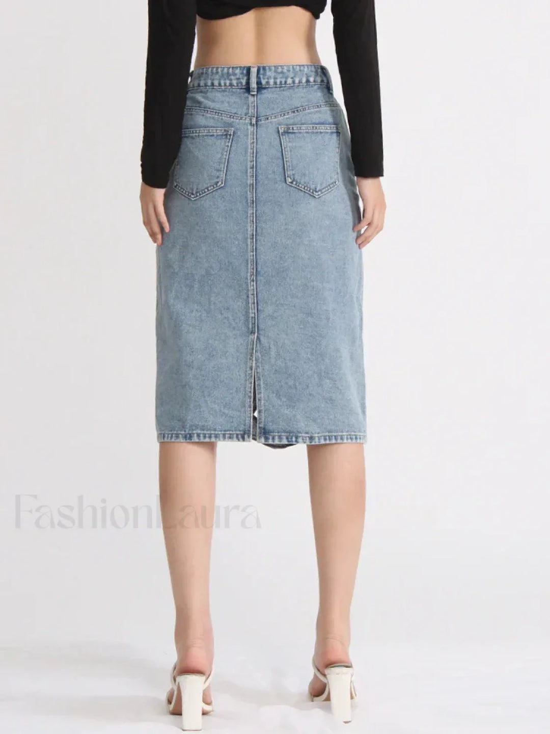 Emily & Isabella Brooks | Hollow Out Zipper Denim Skirt