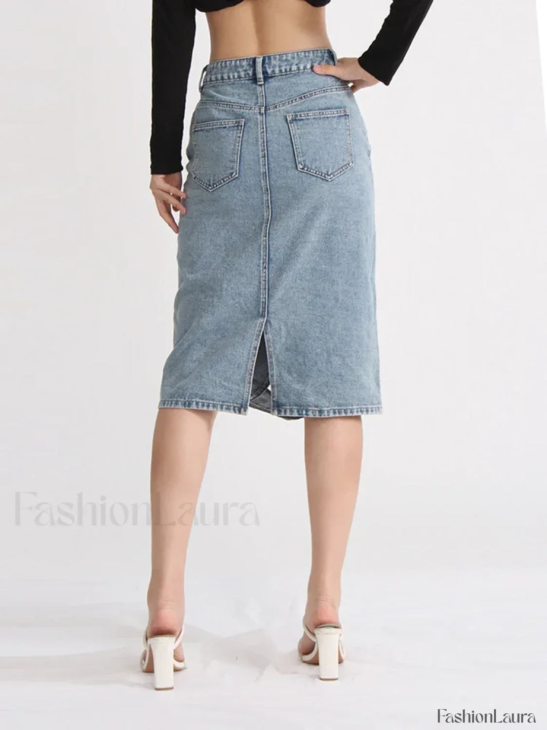 Emily & Isabella Brooks | Hollow Out Zipper Denim Skirt