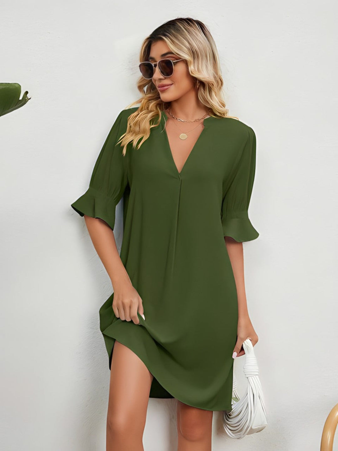 Emily & Isabella Brooks | Casual Loose Pleated Knee Length Dress