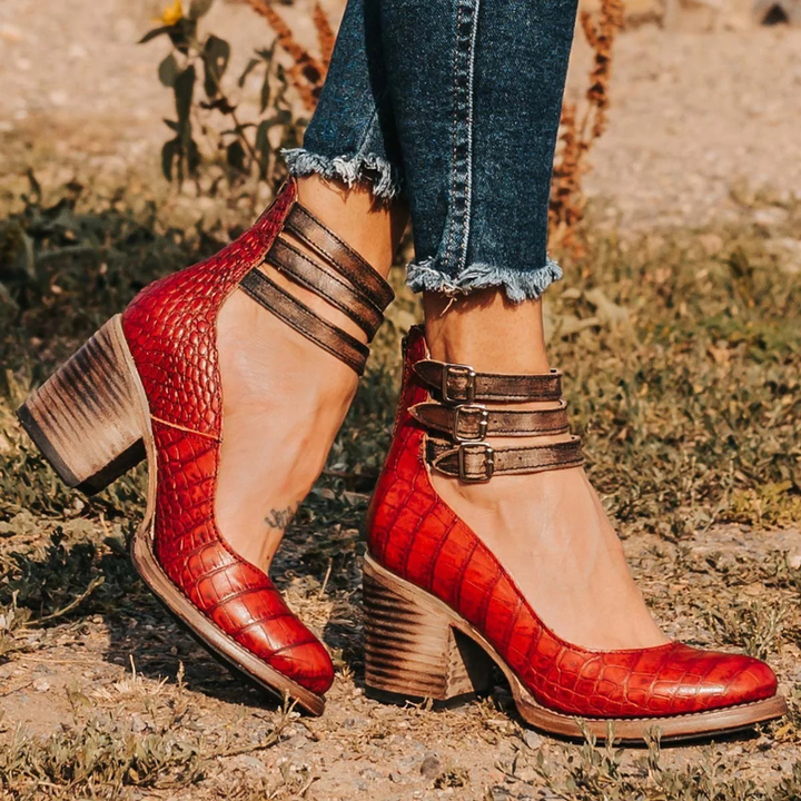 Emily & Isabella Brooks | Vintage Leather Strap Heels