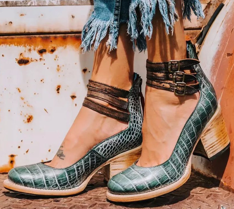 Emily & Isabella Brooks | Vintage Leather Strap Heels