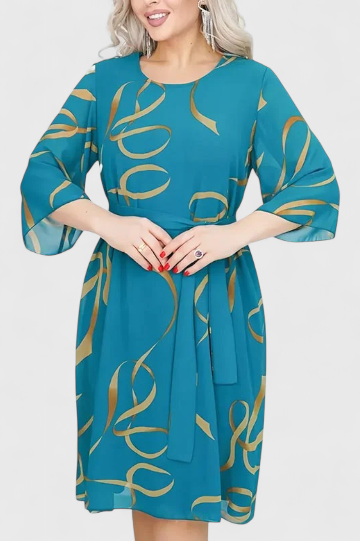 Emily & Isabella Brooks | Midi Dress, Print, Belt, Flexible Cut