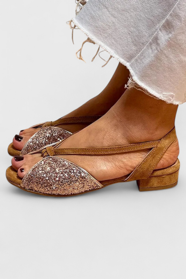 Emily & Isabella Brooks | Glitter Detail Low Heel Sandals