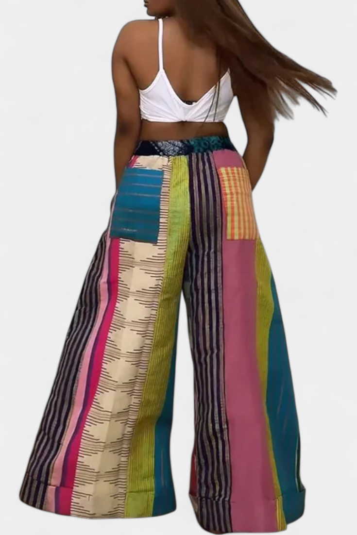 Emily & Isabella Brooks | Casual Wide Leg Pants, Striped Pattern