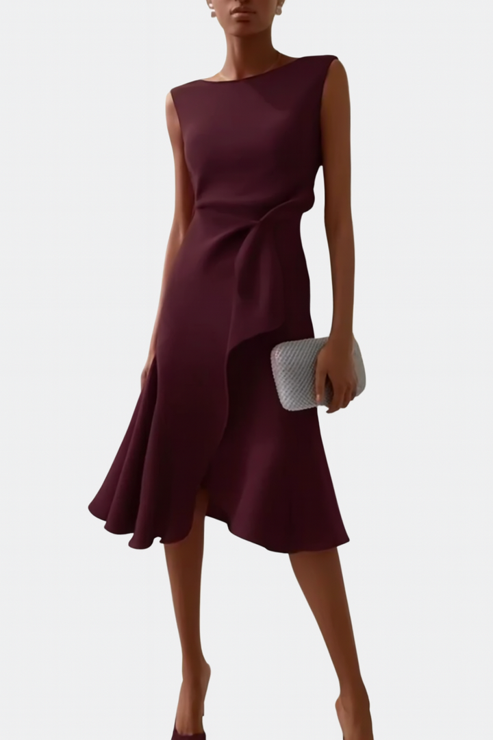 Emily & Isabella Brooks | Draped Asymmetric Midi Dress