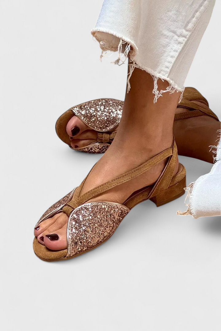 Emily & Isabella Brooks | Glitter Detail Low Heel Sandals