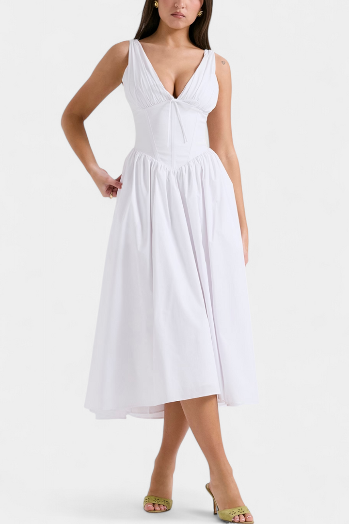 Emily & Isabella Brooks | Midi Dress, V-Neck, Floral Print