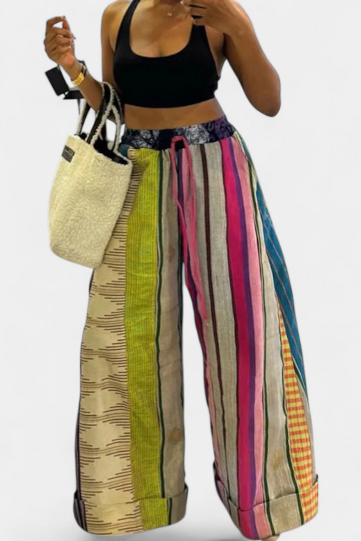 Emily & Isabella Brooks | Casual Wide Leg Pants, Striped Pattern