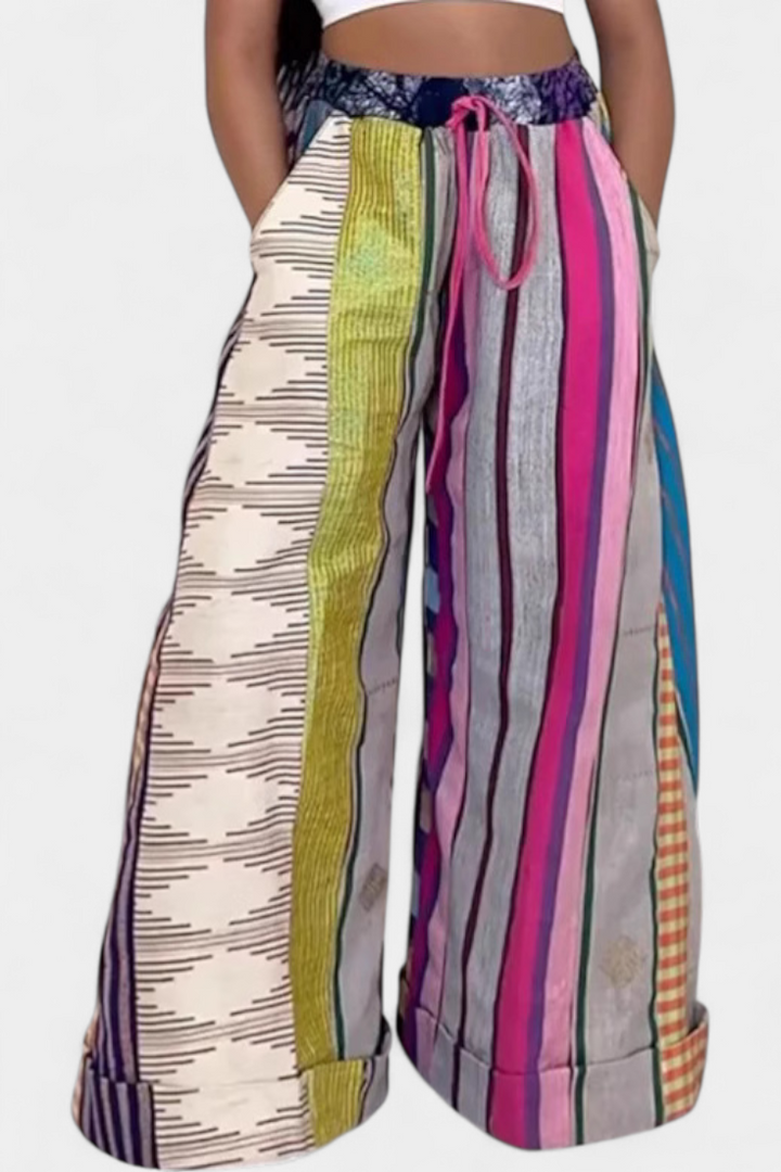 Emily & Isabella Brooks | Casual Wide Leg Pants, Striped Pattern