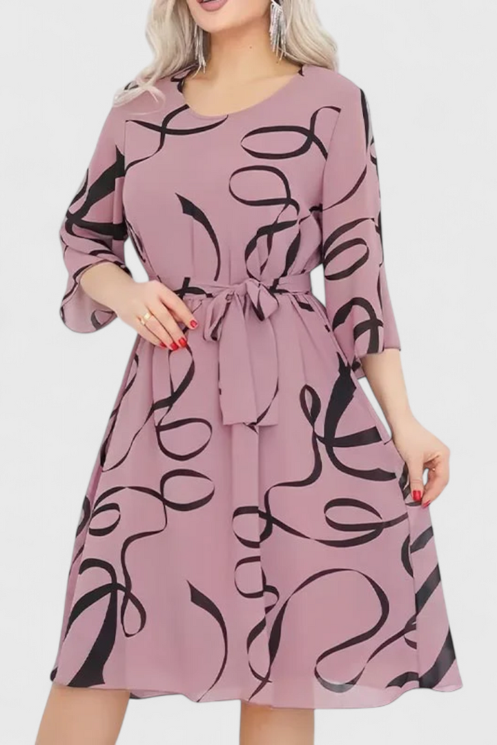 Emily & Isabella Brooks | Midi Dress, Print, Belt, Flexible Cut