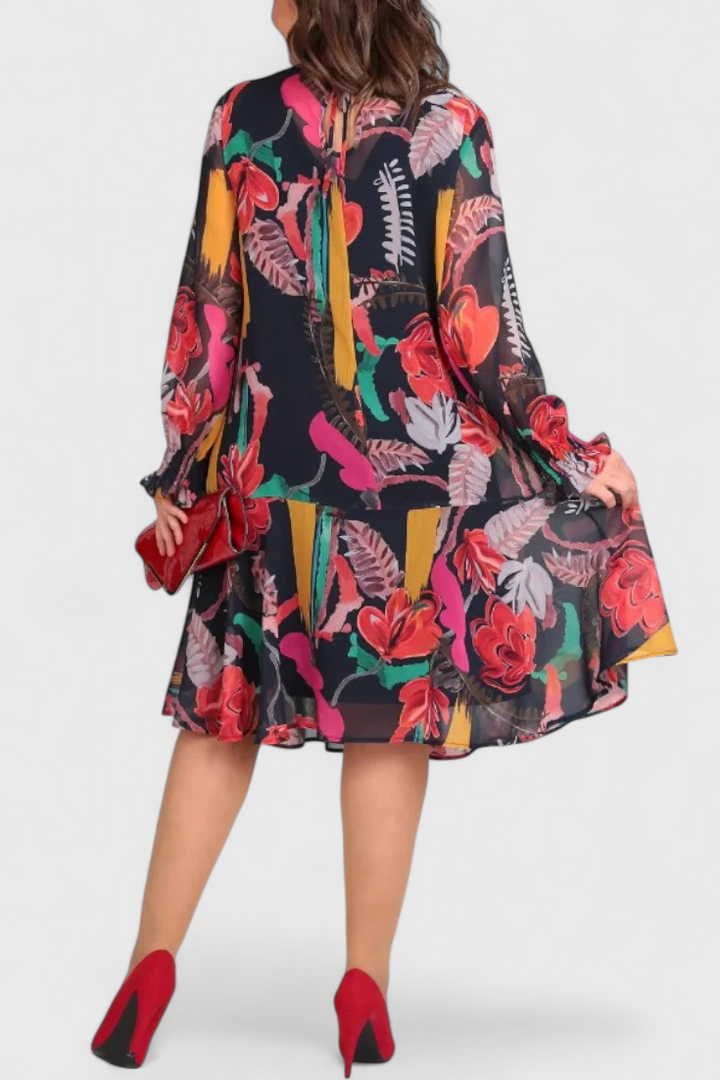 Emily & Isabella Brooks | Floral Midi Dress, Long Sleeves, Flowing Line