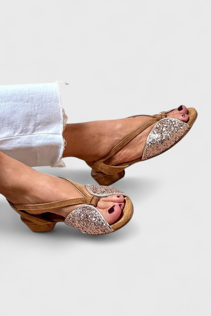 Emily & Isabella Brooks | Glitter Detail Low Heel Sandals