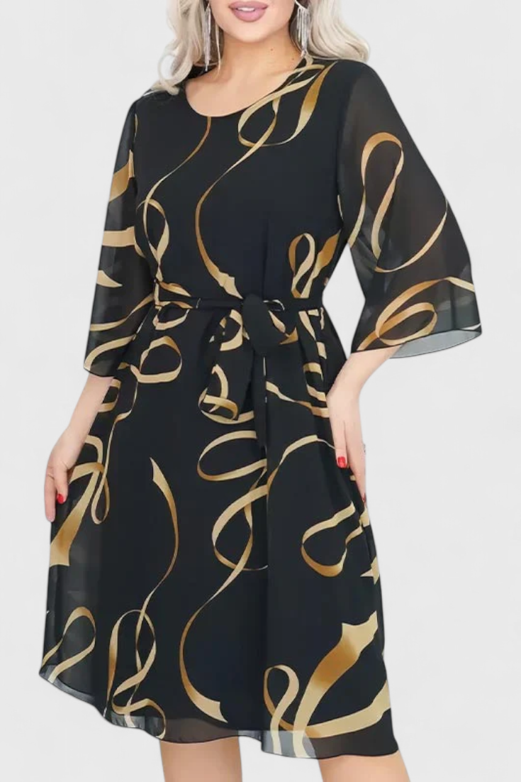 Emily & Isabella Brooks | Midi Dress, Print, Belt, Flexible Cut