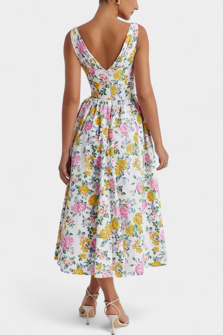 Emily & Isabella Brooks | Midi Dress, V-Neck, Floral Print