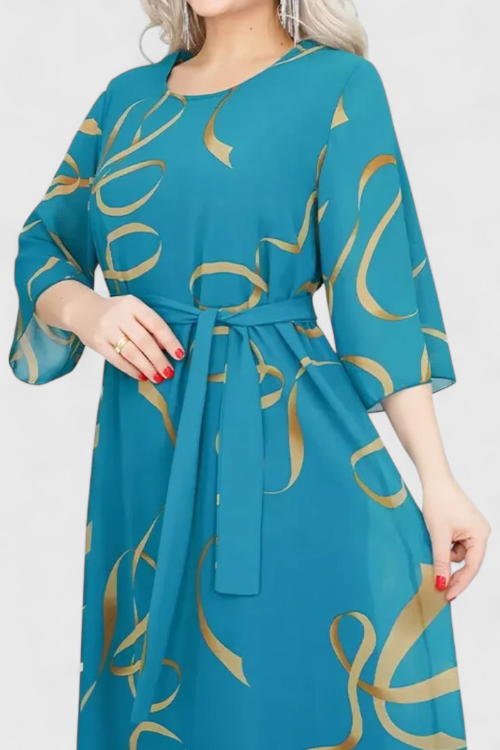Emily & Isabella Brooks | Midi Dress, Print, Belt, Flexible Cut