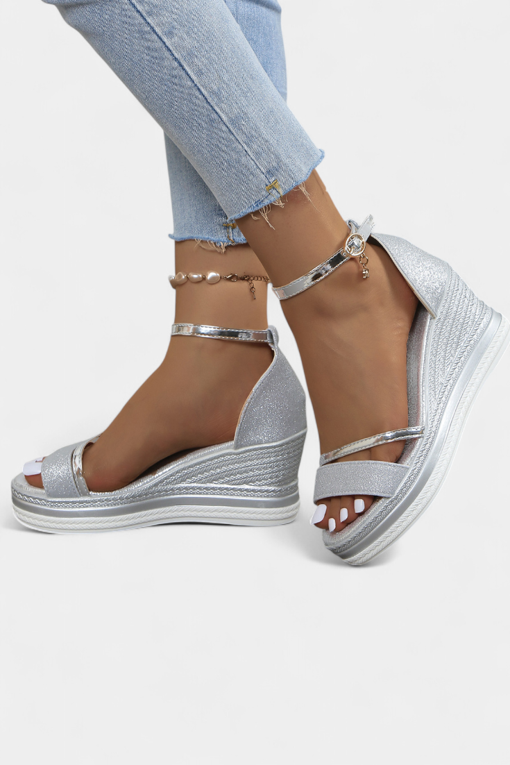 Emily & Isabella Brooks | Orthopedic Wedge Platform Sandals, Shiny Finish