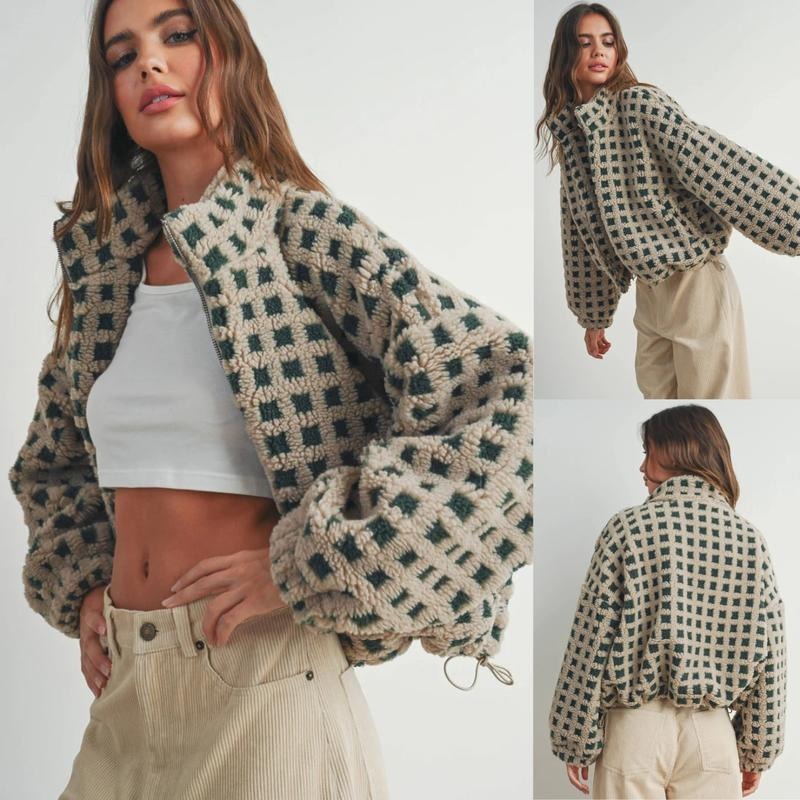 Emily & Isabella Brooks | Fleece Jacket with Check Pattern