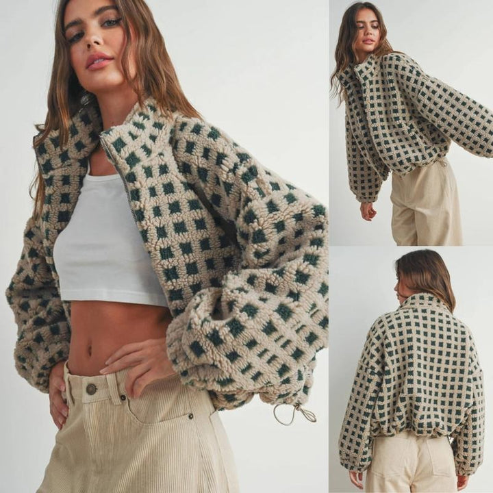Emily & Isabella Brooks | Fleece Jacket with Check Pattern
