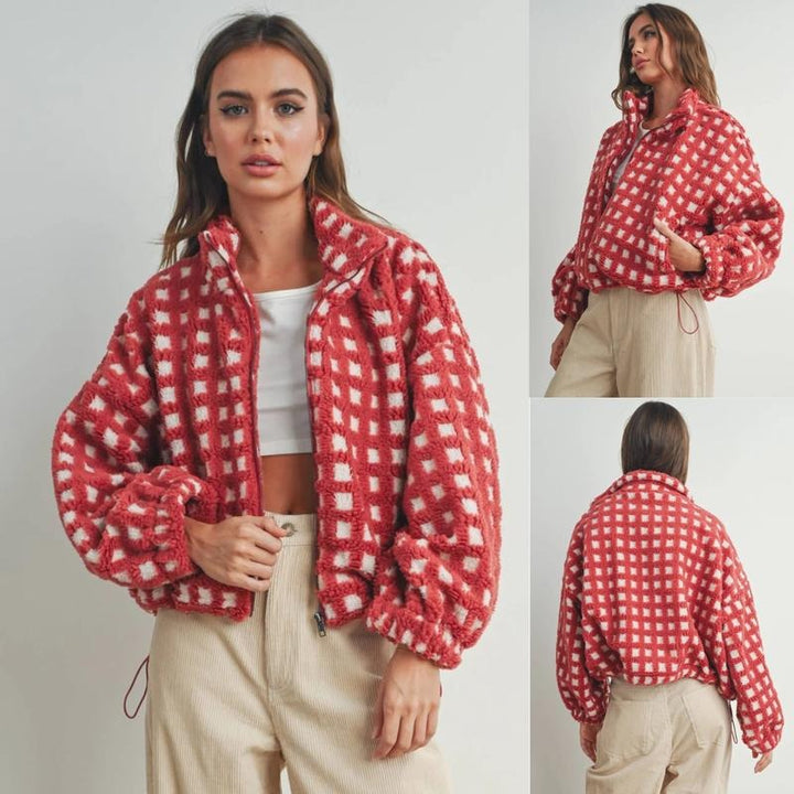 Emily & Isabella Brooks | Fleece Jacket with Check Pattern
