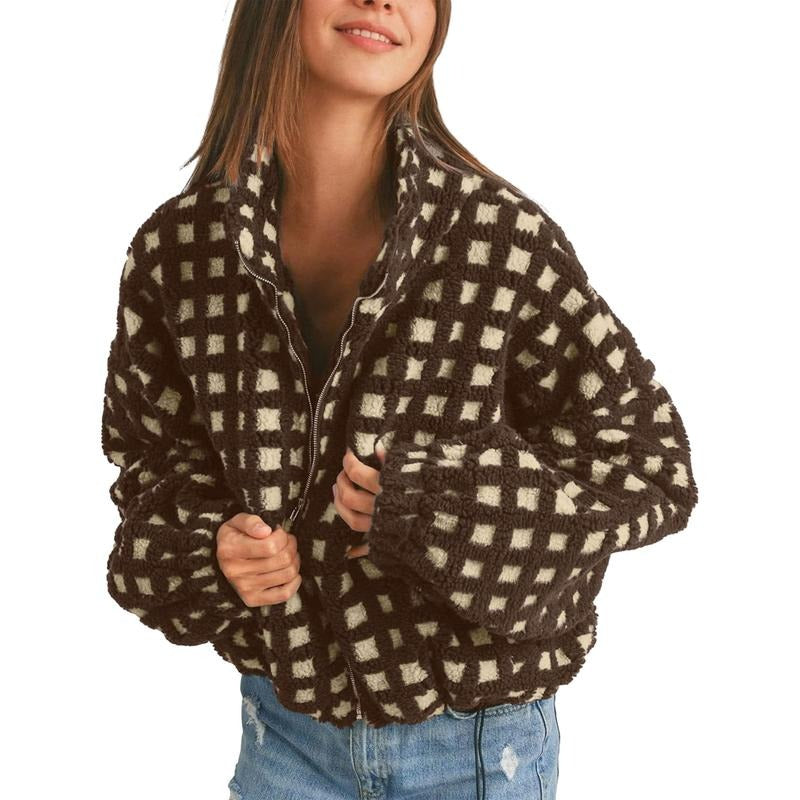 Emily & Isabella Brooks | Fleece Jacket with Check Pattern
