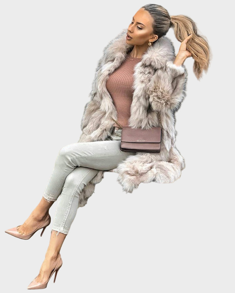 Emily & Isabella Brooks | Long Faux Fox Fur Coat