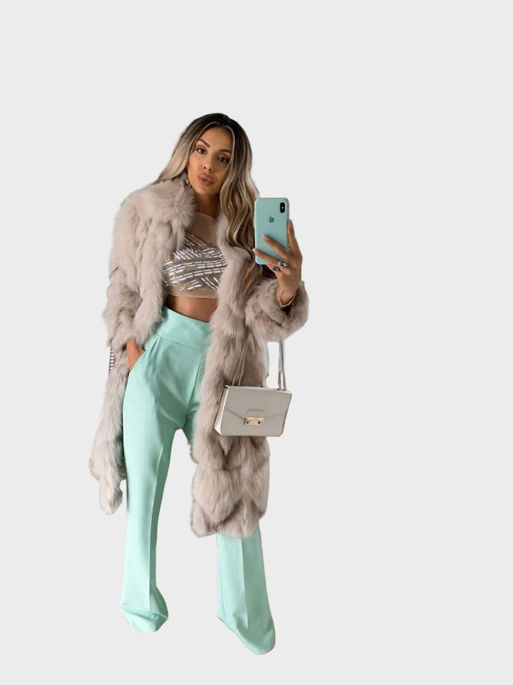 Emily & Isabella Brooks | Long Faux Fox Fur Coat