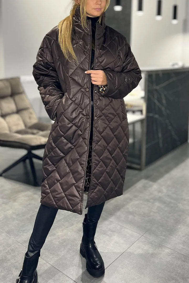 Emily & Isabella Brooks | Quilted Coat with Leopard Lining