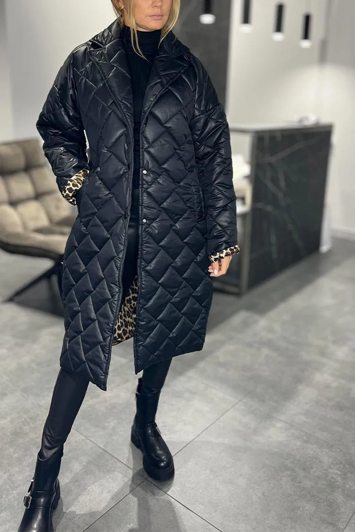 Emily & Isabella Brooks | Quilted Coat with Leopard Lining