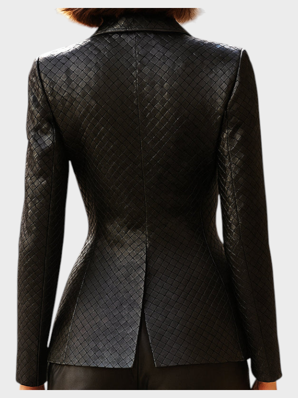 Emily & Isabella Brooks | Black Knitted Leather Blazer