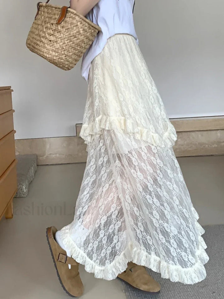Emily & Isabella Brooks | Lace Asymmetrical Ruched Skirt
