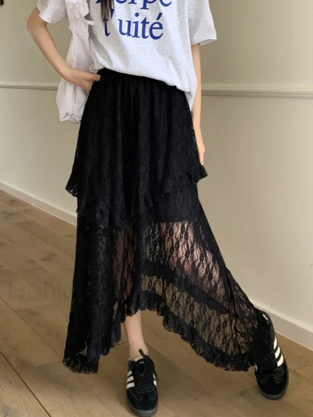 Emily & Isabella Brooks | Lace Asymmetrical Ruched Skirt